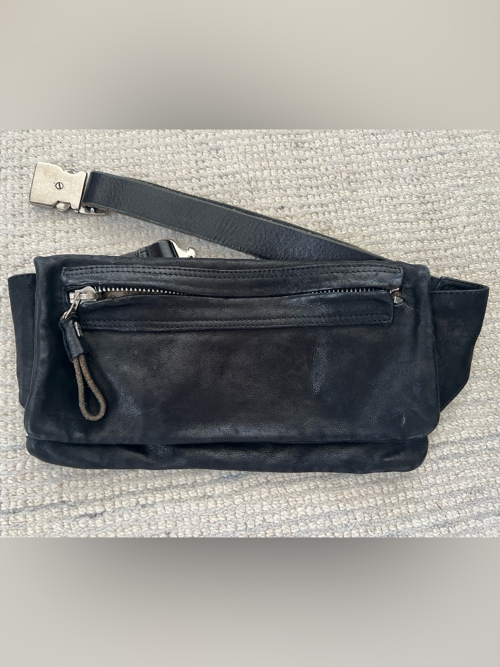 A.S.98 Black Leather Belt Bag